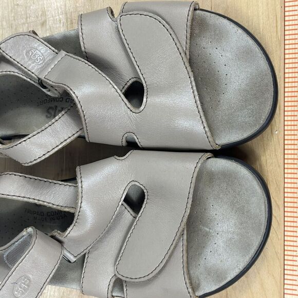 SAS HUGGY Cross Strap Sandals Leather Adjustable Comfort Truffle Tan Size 8.5 - Picture 4 of 10